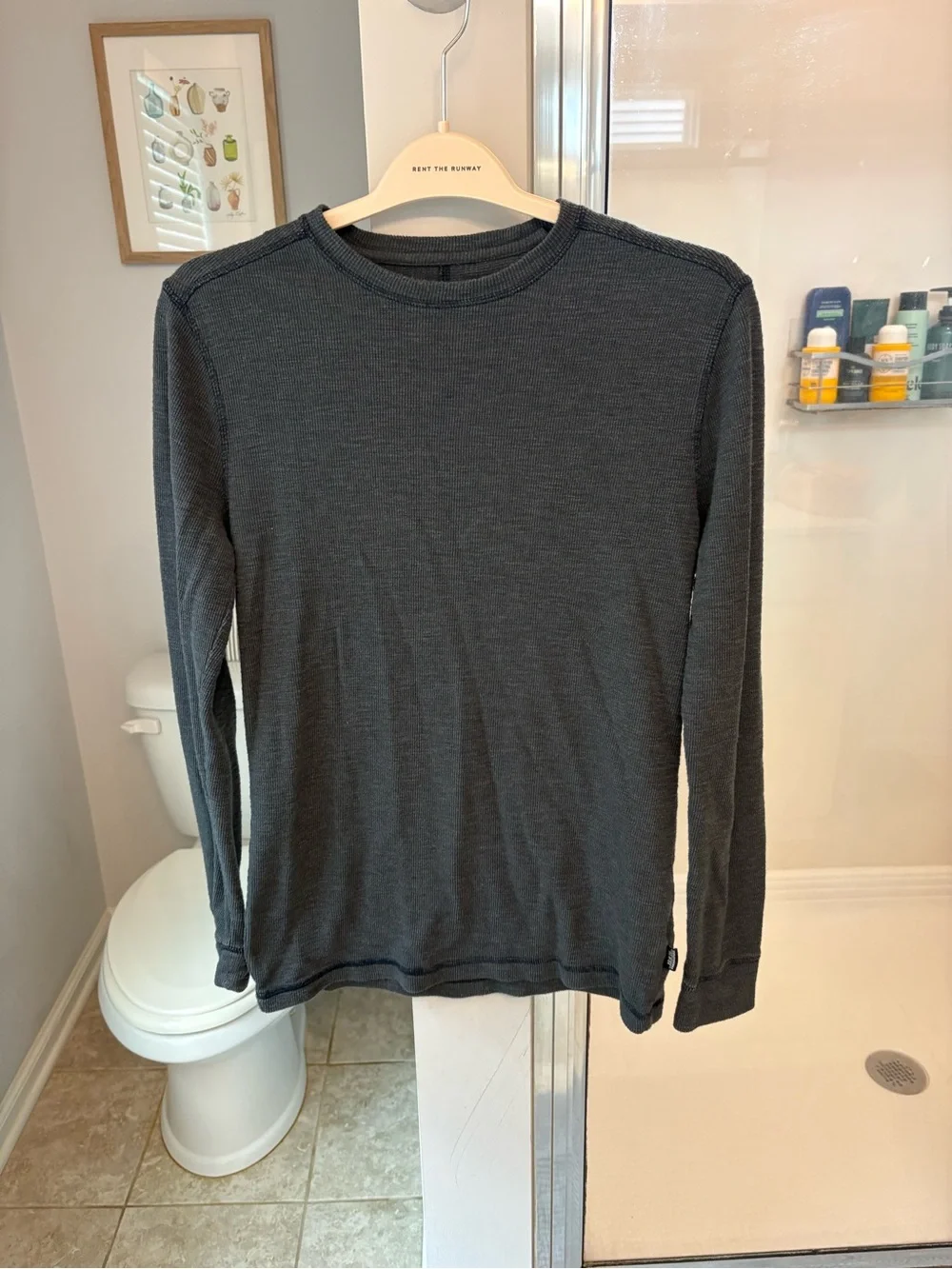 Banana Republic Men's Long-Sleeve Waffle Knit Shirt - Charcoal